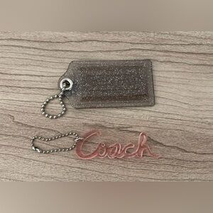 Coach y2k Poppy script XXL tag bag charm FOB keychain